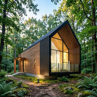 Maison de luxe à toit incliné en bois naturel, préfabriquée, pour resort, structure industrielle en acier, abri, cabane mobile