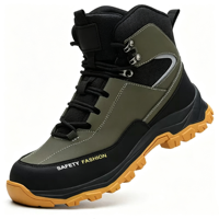 Bottes de sécurité montantes à embout d'acier, tige en cuir et maille, anti-écrasement, anti-perforation, antidérapantes, durables, pour le travail industriel extérieur