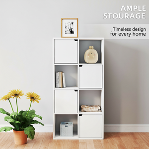 200 MOQ White Freestanding MDF Shelves 8 Compartments Modern Bookshelf <strong>Book</strong> Case with 4 Hidden Doors - Product Image 5
