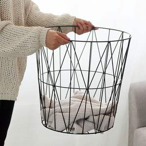 Cesta de almacenamiento de metal, lavandería, sala de estar, ropa, cesta de alambre de metal, cesta redonda de nuevo estilo - Product Image 5