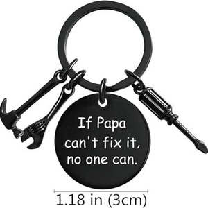 Porte-clés tendance en acier inoxydable « Si <span class=keywords><strong>papa</strong></span>, tonton, grand-père ne peut pas réparer, personne ne peut le faire » – Cadeau de la Fête des Pères pour père - Product Image 4