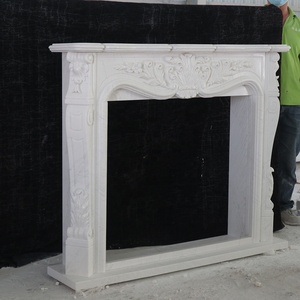 Cheminée en marbre au design classique de style français, cheminée en marbre blanc Royal de chine, manteau en marbre décoratif d'intérieur - Product Image 2