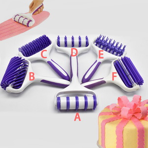 Rodillo moldeador de fondant de 20 cm con cerdas de silicona moradas, juego de 5 piezas para decoración de pasteles, arte con azúcar y perforación de pizza - Product Image 3