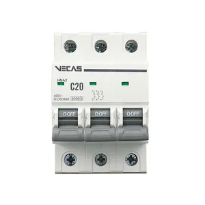 VECAS MCB حماية الأسرة التبديل Dz47-63 نوع C 4 القطب مفتاح رئيسي 1P MCB قطاع دارة 2 سنة مصغرة 230/400V