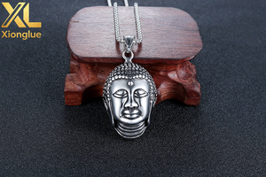 Collar de acero inoxidable con colgante tridimensional de Buda Sakyamuni, venta al por mayor de fábrica, para hombre, SP572 - Product Image 5