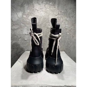 Botas de Plataforma Impermeables de Cuero Genuino Negro con Cordones para Mujer, Suela de Goma Antideslizante, Estilo Gótico Urbano - Product Image 4