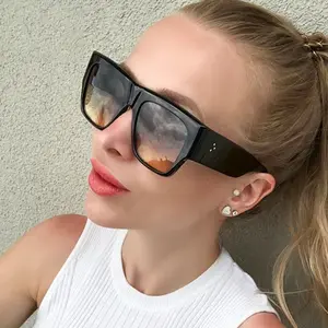 Women Fashion Square Oversized Sunglasses Polarized Gradient Color Lenses Black Red Leopard Outdoor Sun Glasses Eyewear