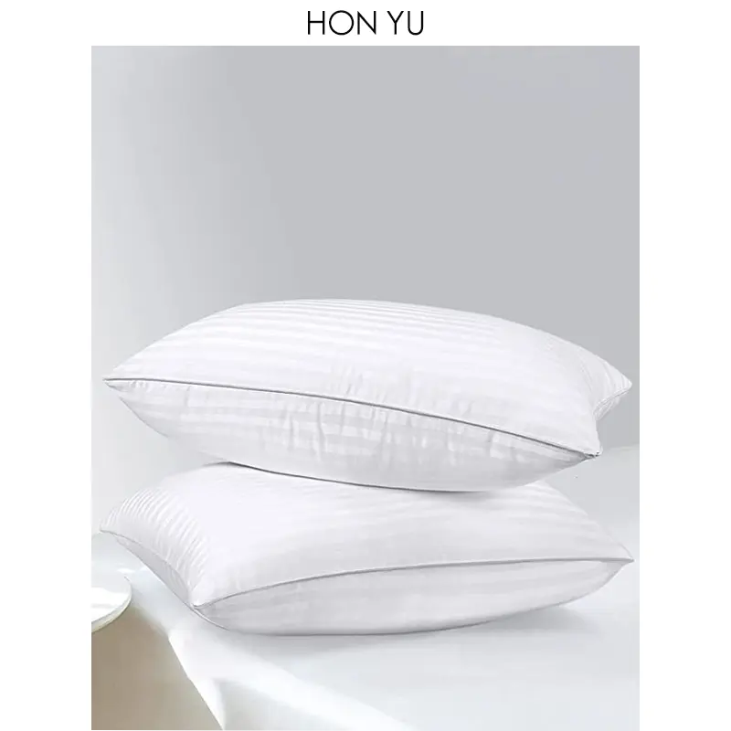 Подушка для отеля из 100% дышащего хлопка с наполнителем из мягкого плюша, подушка стандартного размера
