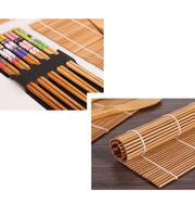 Ensemble d'outils à sushi japonais compact ESTICK avec baguettes, tapis en bambou, cuillère, couteau pour la préparation de rouleaux et de boulettes de riz aux algues