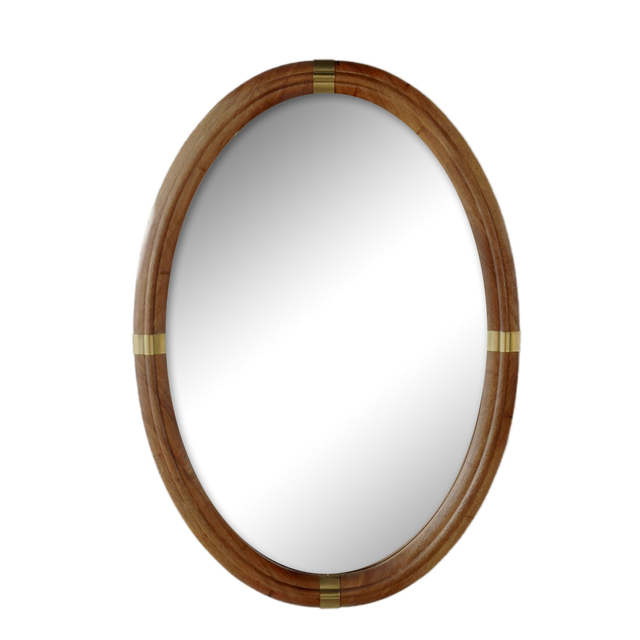 Wholesale Oval Wood Border Wall Decoration Hanging Mirrors Home Wall Art Mirror
