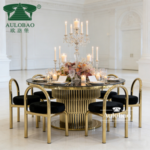 Hotel Furniture Glass Gold Stainless Steel Wedding <b>Round</b> <b>Table</b> for Wedding - Product Image 5