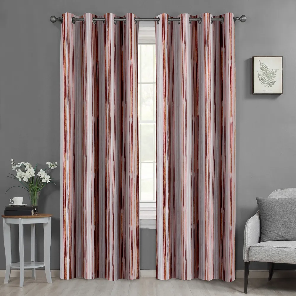 OWENIE Blackout Curtains Sound Insulation And Light Shading Curtains Grommet Red And White Stripes Curtains