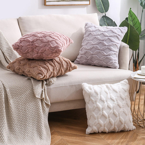 Nordic Minimalist Diamond Stitch Pillow Cover, Soft Double-Sided Flannel <b>Cushion</b> Case for Sofa, Modern Home Decor Accent Pillow - Product Image 2
