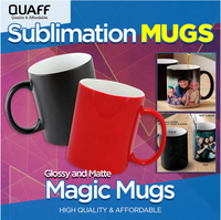 QUAFF 11oz Sublimation Mug Tasse en céramique vierge logo Imprimé Tasses à café Blanc Sublimation Revêtement Tasses-Changement de couleur