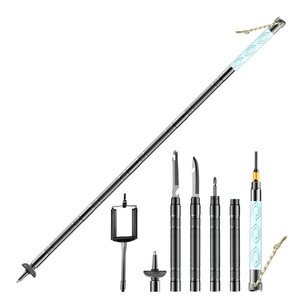 Bastón de trekking multifuncional de aleación de aluminio que brilla en la oscuridad, longitud ajustable, telescópico de 5 secciones para senderismo y camping al aire libre. - Product Image 5