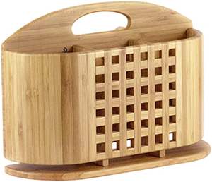 Escurridor de utensilios moderno de bambú, soporte para secar platos, organizador de cubiertos ecológico - Product Image 2