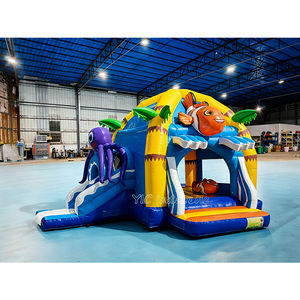 Château Gonflable Monde Marin <span class=keywords><strong>avec</strong></span> Toboggan et <span class=keywords><strong>Piscine</strong></span>, Thème Poulpe et Poisson-Pie, Combo Gonflable Extérieur pour Enfants à Vendre - Product Image 2