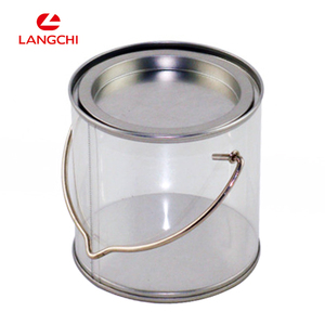 Navidad redondo transparente de PVC <span class=keywords><strong>Cubo</strong></span> de estaño para dulces de regalo de estaño lata de galletas <span class=keywords><strong>con</strong></span> <span class=keywords><strong>tapa</strong></span> de <span class=keywords><strong>Metal</strong></span>/mango OEM - Product Image 2