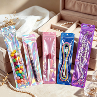 Pochettes auto-adhésives holographiques épaisses avec fenêtre transparente, sacs cadeaux pour bijoux, cosmétiques et petits articles quotidiens
