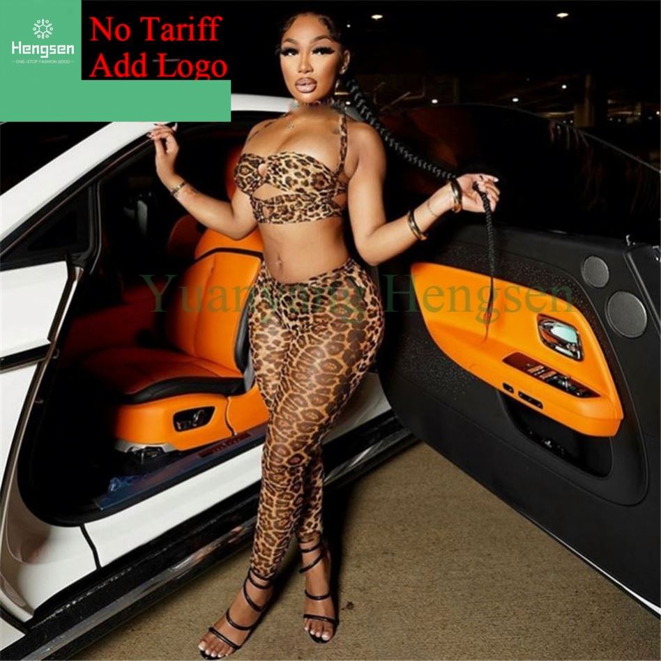 New 2025 custom sexy red plus size ribbed knitted luxury casual wear women's suit leopard cheetah print two piece suit