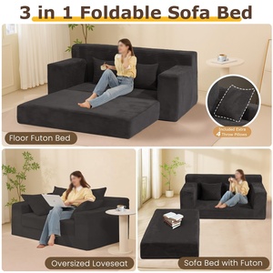 Sofá-Cama Conversível Dobrável 3 em 1 com <span class=keywords><strong>4</strong></span> Almofadas para Sala de Estar - Product Image 2