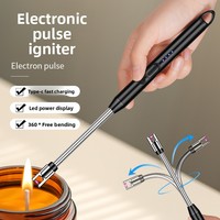 Briquet électronique rechargeable sans flamme, allumeur métallique durable à arc pulsé, cuisinière à gaz de cuisine, aromathérapie, bougie en plastique