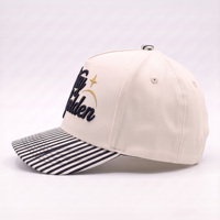 Casquette de baseball d'été à rayures bicolores, haute qualité, 5 panneaux, couronne haute, snapback avec broderie 3D en relief