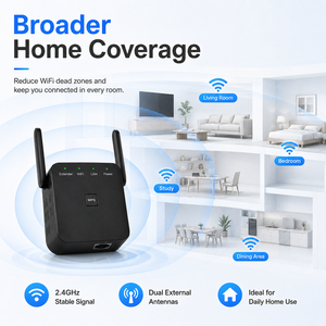 300Mbps WLAN-Repeater WLAN-Verstärker 2,4GHz Drahtloser Signalverstärker mit Doppel-Außenantennen WPS AP-Modus 1 LAN-Anschluss - Product Image 3