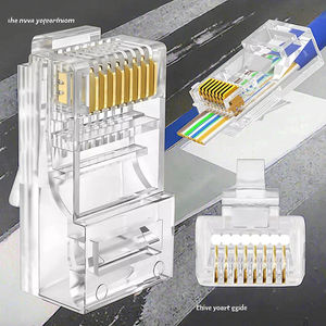 Aoj Rj45 कनेक्टर cat6 ethnet केबल मॉड्यूलर प्लग पीसी स्पष्ट आवास तांबा संपर्क ip20 आयत - Product Image 3