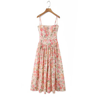 SHENZHU Robe Midi Femme Été 2025 Nouvelle Collection Tendance Vintage Sans Manches Imprimé Floral Longue Robe Femme Vestidos Mujer