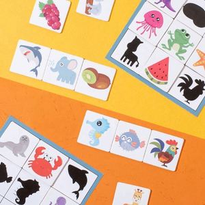 Animal Fruit Shape Pairing Game Educational Memory Card Toy Toddlers <b>Shadow</b> Matching Cards Wood Blocks - Product Image 4