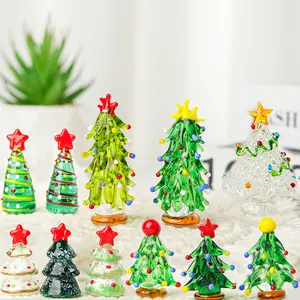 新款上市水晶工艺品小彩色玻璃圣诞树圣诞家居装饰