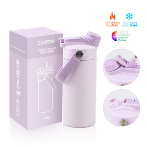 Botella de Agua Deportiva Personalizada para Niños, de Doble Pared, 14 oz, de Acero Inoxidable, con Boca Ancha y Tapa Antiderrames - Product Image 1