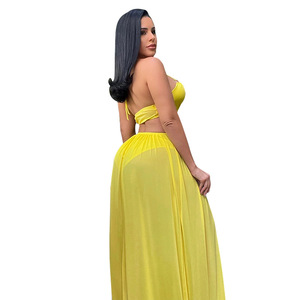 Y208091 bretelles Offres Spéciales personnalisées robe de vacances évidée sexy robes décontractées d'été longueur au sol - Product Image 3