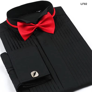 New Arrival Tuxedo French Cuff Men's <strong>Shirt</strong> Solid <strong>Wing</strong> <strong>Collar</strong> 100% Cotton Long Sleeve Dress Formal Wedding <strong>Shirt</strong> for Men - Product Image 2