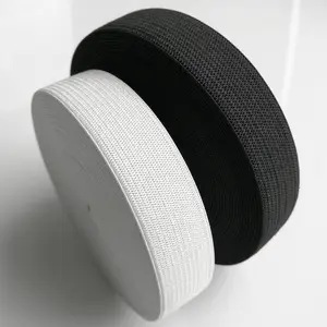 10Mm-70Mm Trắng Đen Màu Polyester Đàn Hồi Dây Thắt Lưng Bán Buôn Tùy Chỉnh Dệt Kim Ban Nhạc Đàn Hồi Cho Hàng May Mặc