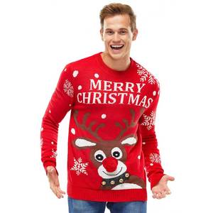 Custom Jacquard Knitted Pullover Matching Ugly Christmas Sweater Family Knitwear Woman <strong>Xmas</strong> <strong>Jumper</strong> For Couple - Product Image 2