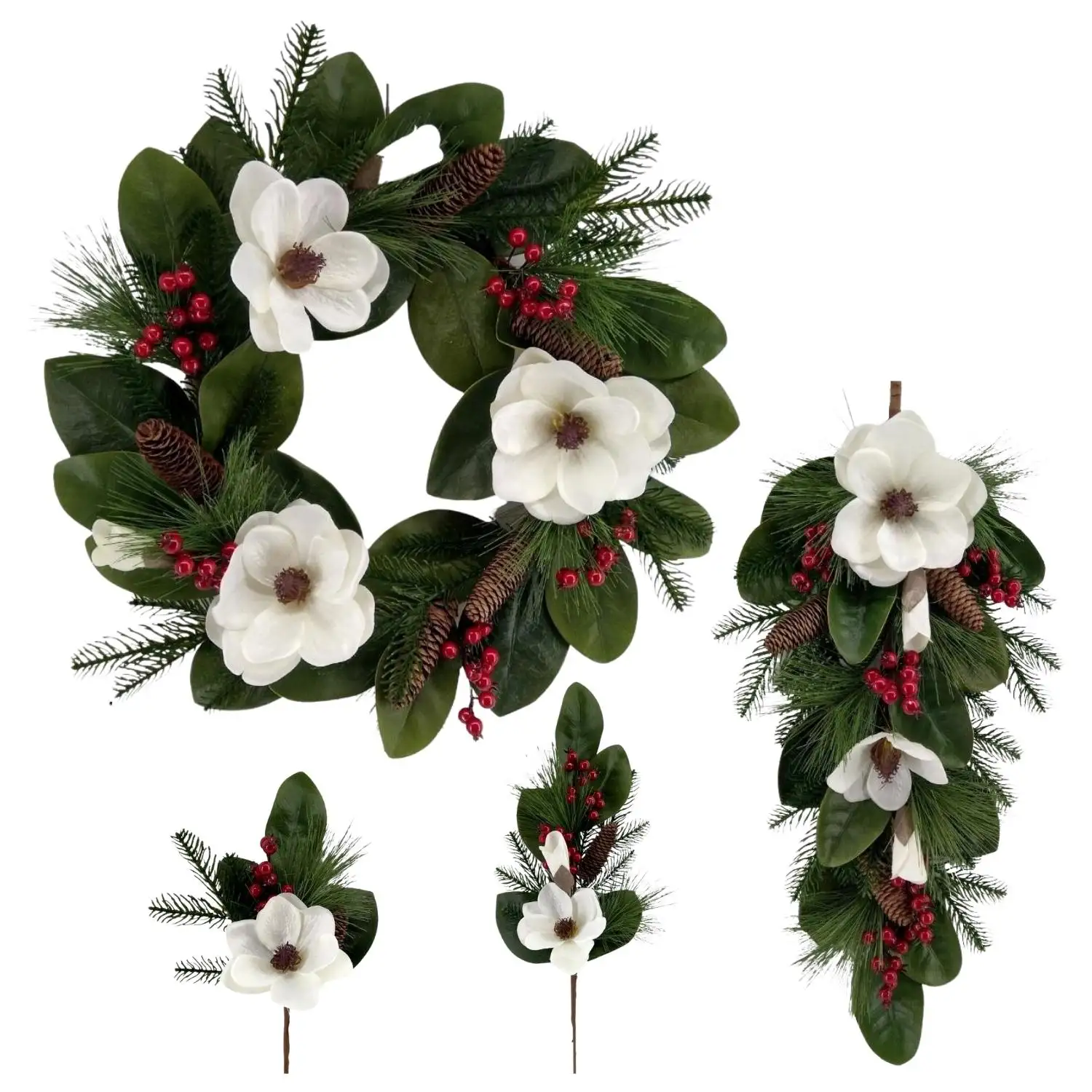 Wreath palhetas para parte frontal lisa luxuosa, berreiras vermelhas, magnólia, atacado de palhetas artificiais guirlandas, wreaths, natal