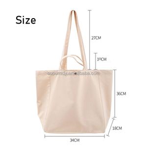 Sac fourre-tout en toile pour femme, réutilisable, écologique, avec logo personnalisé imprimé, robuste, avec poches et fermeture à bouton, deux compartiments - Product Image 2