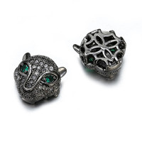 Cobre Micro Pave Zircon Crystal CZ Geometry Bead Charm Crown Leopard Helmet Skull DIY Jewelry Hallazgos para hacer accesorios