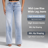 Jeans extensibles déchirés pour femmes, pantalon en denim ample à jambes larges, tenues du bureau au dîner et en soirée