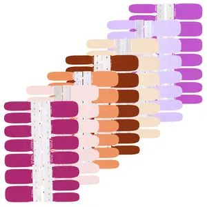 Cor sólida tiras 14 real nail polish strips unhas wraps