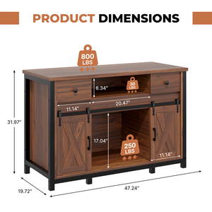 Support d'aquarium moderne en bois imperméable avec prise de courant, portes coulissantes et étagères réglables - Product Image 6