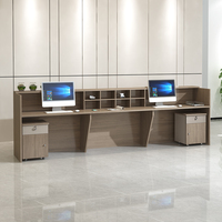 Comptoirs de réception de bureau en bois massif de luxe moderne de couleur personnalisée Comptoir de réception en bois foncé