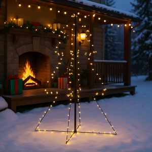 Árbol de Navidad Cónico D0100HEC807 de 3x5 Pies con Luces LED Blancas Cálidas, Decoraciones Festivas para Interiores y Exteriores, Árbol Metálico con Base - Product Image 2