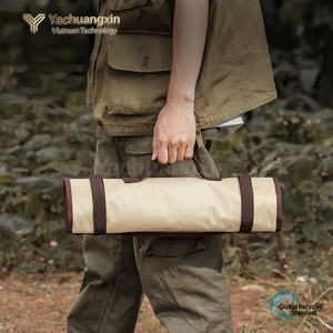 Bolsa de almacenamiento para acampar de lona con bolsillo de malla y correas elásticas para organizar el equipo de exterior - Product Image 3