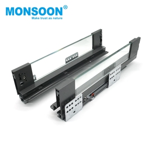 Furniture Hardware Undermount Ultra <b>Thin</b> Metal Slim Drawer Box Kitchen Storage Soft Closing Drawer System for Kitchen <b>Cabinets</b> - Product Image 1