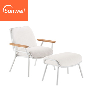 Set Bistro Moderno <span class=keywords><strong>Modena</strong></span> per Esterni, Mobili da Terrazzo in Metallo, Set da <span class=keywords><strong>Giardino</strong></span> in Alluminio con Corda, Sedie Bistro con Pouf Impilabili per Scuola - Product Image 1