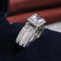 Bague vintage en argent plaqué bijoux CZ imiter diamant bagues de fiançailles pour femmes bague de mariage GJZ0191