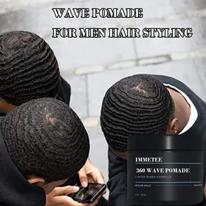 OEM/ODM cera para el cabello Benutzer definierte, langlebige, extra starke, feste 360-Wellen-Fett-Pomade-Wasserbasis für Männer